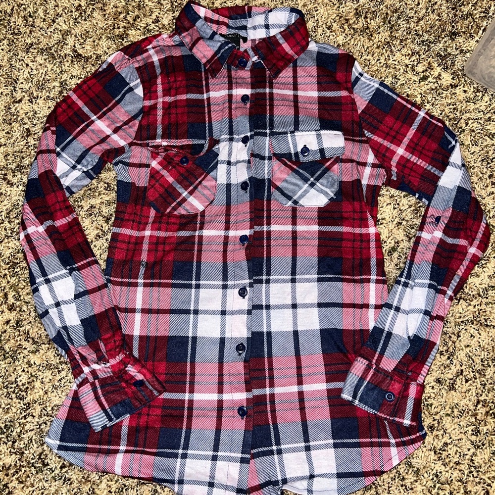 Rue21 Red and Blue Plaid Kids Button Down Shirt